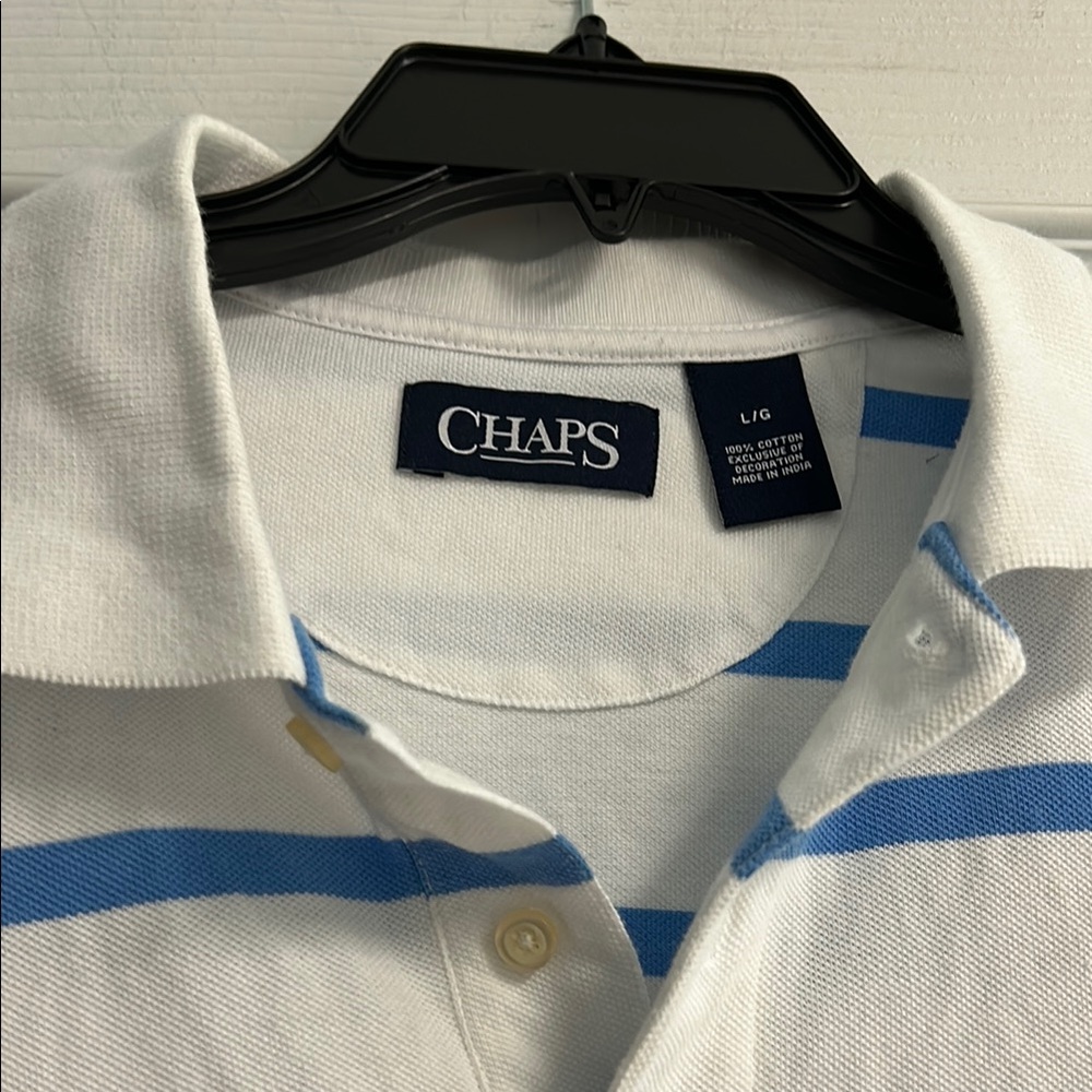 Chaps White Polo with Blue Stripes - Picture 3 of 12